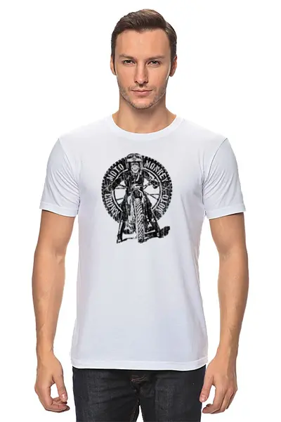 Заказать мужскую футболку в Москве. Футболка классическая Moto Monkey от klip - готовые дизайны и нанесение принтов.