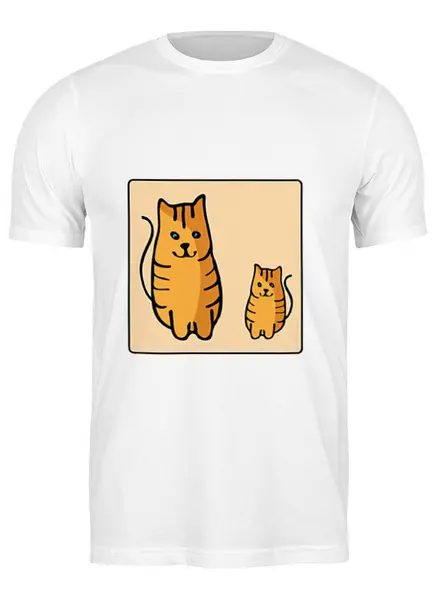 Заказать мужскую футболку в Москве. Футболка классическая Два котика, смотрящие друг на друга от asnia@ya.ru - готовые дизайны и нанесение принтов.