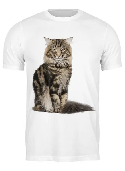 Заказать мужскую футболку в Москве. Футболка классическая Милый пушистый кот      от alinmak - готовые дизайны и нанесение принтов.