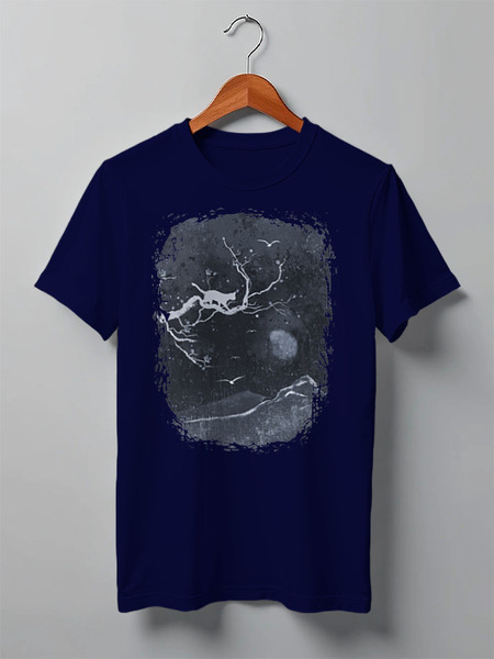 Заказать мужскую футболку в Москве. Футболка классическая Sakura Cat от oneredfoxstore@gmail.com - готовые дизайны и нанесение принтов.