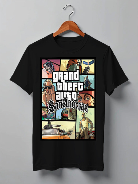Заказать мужскую футболку в Москве. Футболка классическая Grand Theft Auto San Andreas от Nalivaev - готовые дизайны и нанесение принтов.
