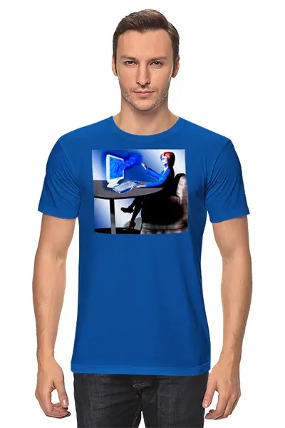 Заказать мужскую футболку в Москве. Футболка классическая Будущие технологии тектильного компьютера от Mulan  - готовые дизайны и нанесение принтов.