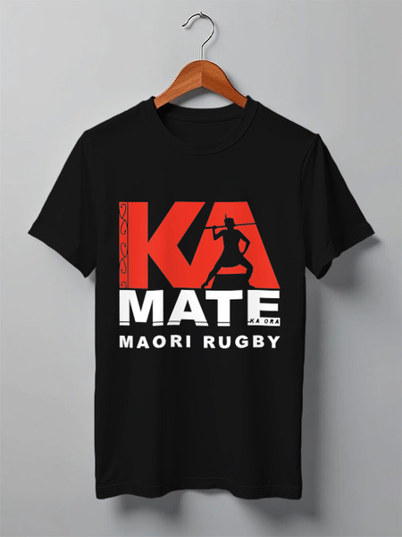 Заказать мужскую футболку в Москве. Футболка классическая Maori Rugby от Rugby  Man - готовые дизайны и нанесение принтов.
