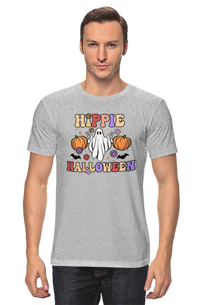 Заказать мужскую футболку в Москве. Футболка классическая Хиппи Хэллоуин от skynatural - готовые дизайны и нанесение принтов.
