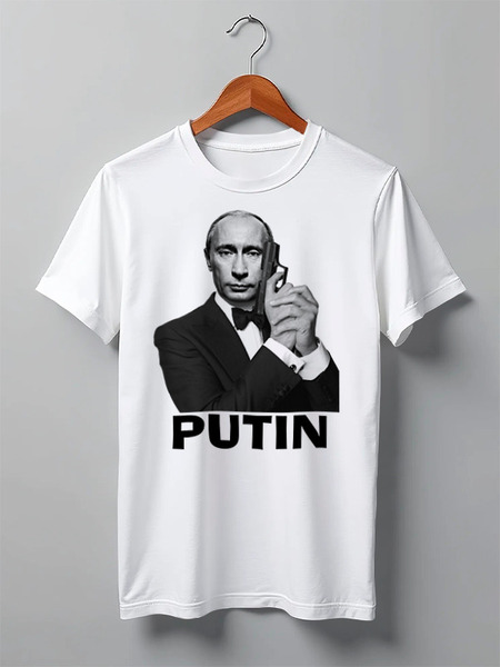 Заказать мужскую футболку в Москве. Футболка классическая Путин  от Savara - готовые дизайны и нанесение принтов.