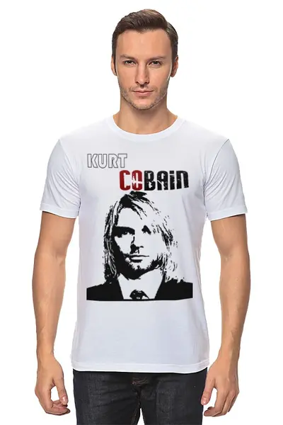 Заказать мужскую футболку в Москве. Футболка классическая Курт Кобейн (Kurt Cobain) от Сергей Дульнев - готовые дизайны и нанесение принтов.