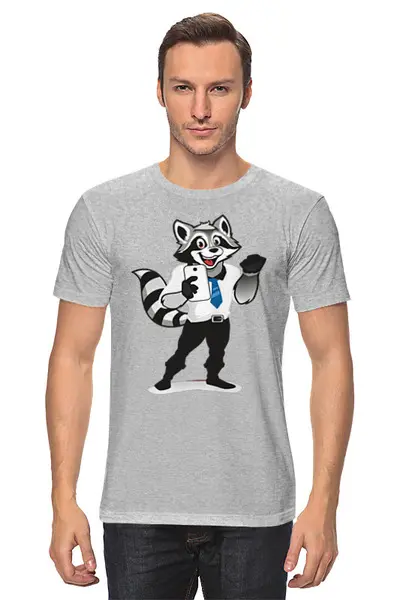 Заказать мужскую футболку в Москве. Футболка классическая Офисный енотик от T-shirt print  - готовые дизайны и нанесение принтов.