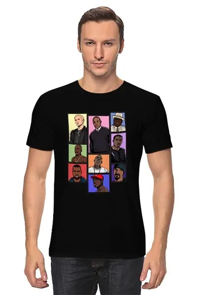 Заказать мужскую футболку в Москве. Футболка классическая Легенды Хип-Хопа (Рэпа) от coolmag - готовые дизайны и нанесение принтов.