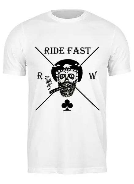 Заказать мужскую футболку в Москве. Футболка классическая Ride Fast RW от rwolverines - готовые дизайны и нанесение принтов.