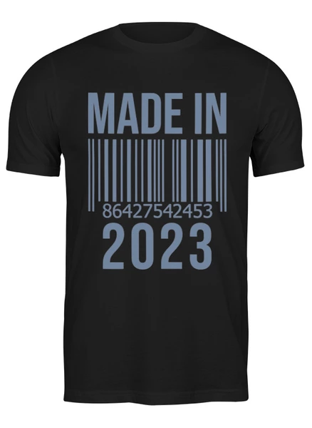 Заказать мужскую футболку в Москве. Футболка классическая Сделано в 2023 от skynatural - готовые дизайны и нанесение принтов.
