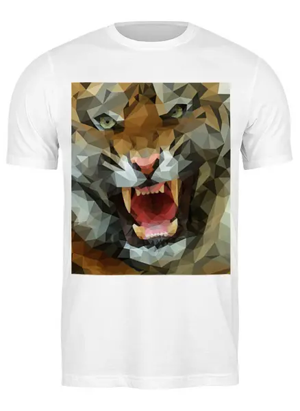 Заказать мужскую футболку в Москве. Футболка классическая Polygon tiger от scoopysmith - готовые дизайны и нанесение принтов.