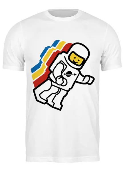 Заказать мужскую футболку в Москве. Футболка классическая Космонавт лего от fanart - готовые дизайны и нанесение принтов.