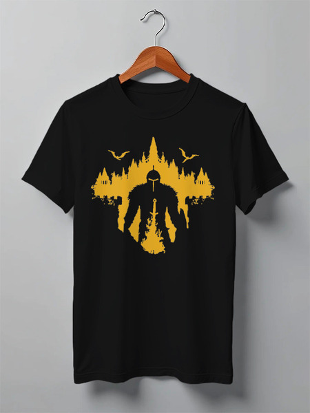 Заказать мужскую футболку в Москве. Футболка классическая dark souls от cherdantcev - готовые дизайны и нанесение принтов.