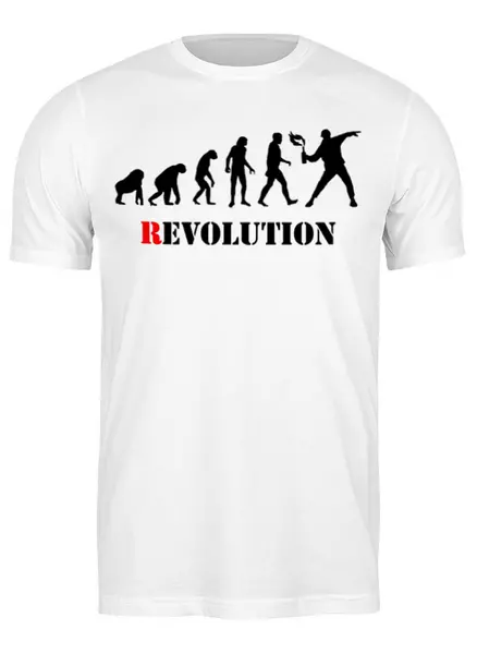 Заказать мужскую футболку в Москве. Футболка классическая Evolution - Revolution от Leichenwagen - готовые дизайны и нанесение принтов.