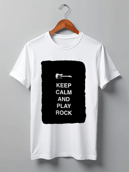 Заказать мужскую футболку в Москве. Футболка классическая Keep calm and play rock от zen4@bk.ru - готовые дизайны и нанесение принтов.