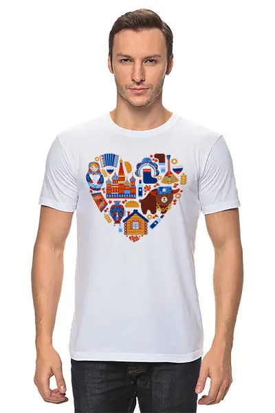 Заказать мужскую футболку в Москве. Футболка классическая Россия от queen  - готовые дизайны и нанесение принтов.