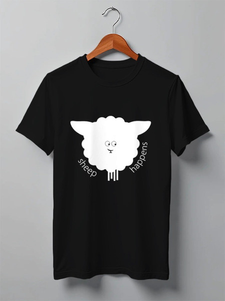 Заказать мужскую футболку в Москве. Футболка классическая Round Sheep Black от Ugen - готовые дизайны и нанесение принтов.