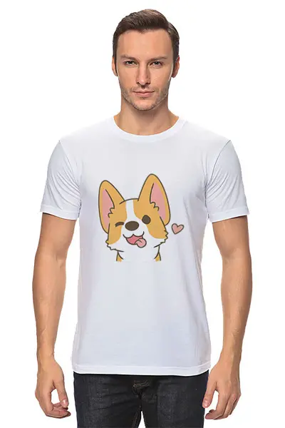 Заказать мужскую футболку в Москве. Футболка классическая Корги Собака от MariYang  - готовые дизайны и нанесение принтов.