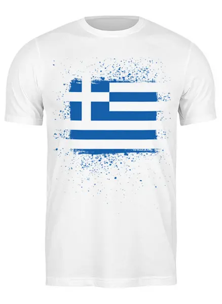 Заказать мужскую футболку в Москве. Футболка классическая Греческий флаг (гранж) от GRstyle  - готовые дизайны и нанесение принтов.