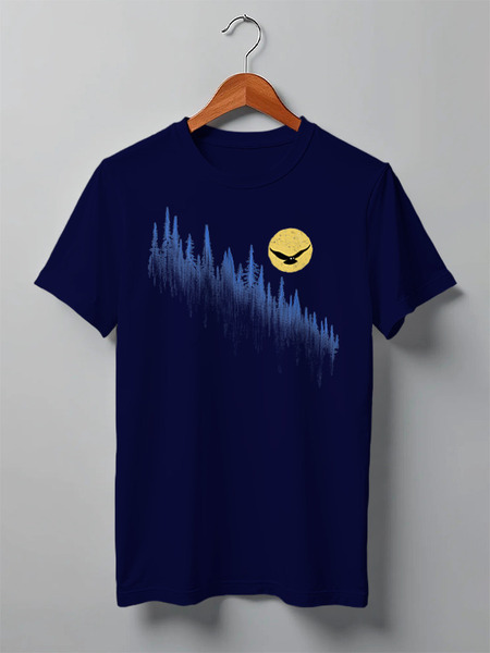 Заказать мужскую футболку в Москве. Футболка классическая Owl Moon от oneredfoxstore@gmail.com - готовые дизайны и нанесение принтов.