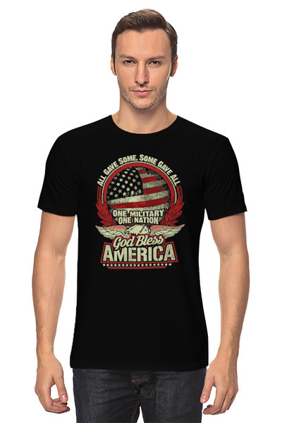 Заказать мужскую футболку в Москве. Футболка классическая God Bless America от skynatural - готовые дизайны и нанесение принтов.