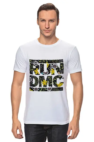 Заказать мужскую футболку в Москве. Футболка классическая RUN DMC от ladygaga - готовые дизайны и нанесение принтов.