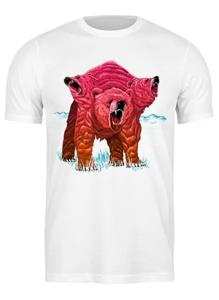 Заказать мужскую футболку в Москве. Футболка классическая Трёхголовый Медведь от printik - готовые дизайны и нанесение принтов.