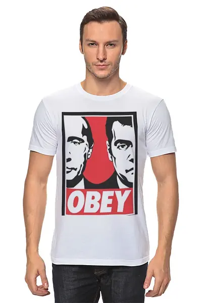 Заказать мужскую футболку в Москве. Футболка классическая OBEY от Weed Stuff`a - готовые дизайны и нанесение принтов.