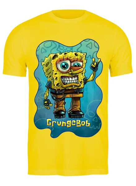 Заказать мужскую футболку в Москве. Футболка классическая Grungebob от alferxv - готовые дизайны и нанесение принтов.