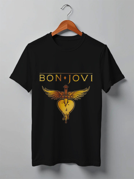 Заказать мужскую футболку в Москве. Футболка классическая Bon Jovi от Денис - готовые дизайны и нанесение принтов.