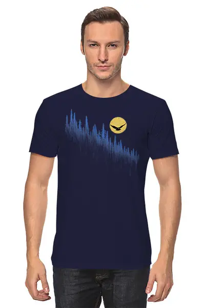 Заказать мужскую футболку в Москве. Футболка классическая Owl Moon от oneredfoxstore@gmail.com - готовые дизайны и нанесение принтов.
