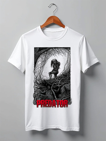 Заказать мужскую футболку в Москве. Футболка классическая Хищник / Predator от kino.printio.ru - готовые дизайны и нанесение принтов.
