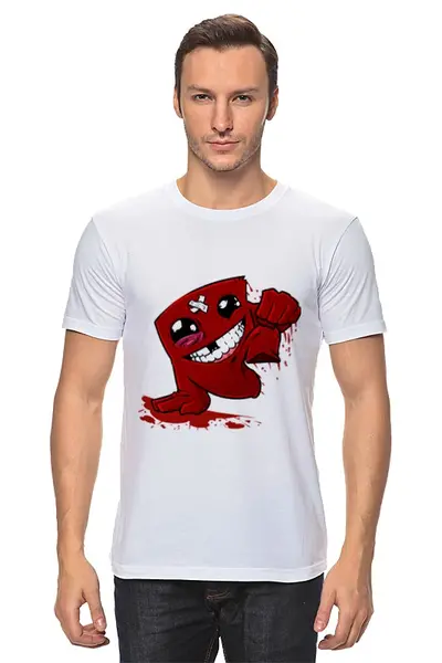 Заказать мужскую футболку в Москве. Футболка классическая Super Meat Boy от YellowCloverShop - готовые дизайны и нанесение принтов.