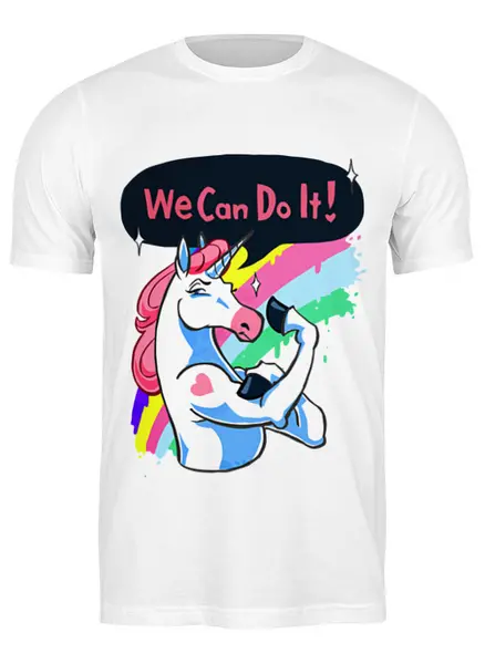 Заказать мужскую футболку в Москве. Футболка классическая We Can Do It! (Unicorn) от coolmag - готовые дизайны и нанесение принтов.