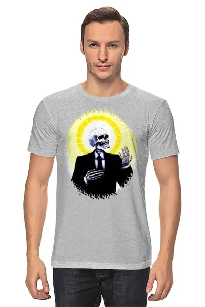 Заказать мужскую футболку в Москве. Футболка классическая Holy Skeleton от Leichenwagen - готовые дизайны и нанесение принтов.
