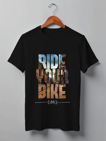 Заказать мужскую футболку в Москве. Футболка классическая Ride Your Bike (Город) от white_irbis - готовые дизайны и нанесение принтов.
