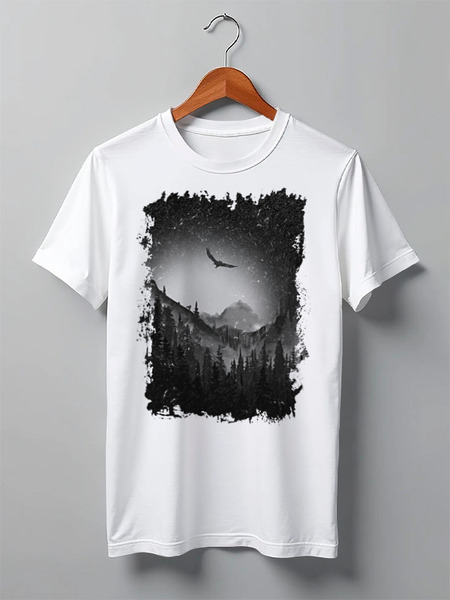 Заказать мужскую футболку в Москве. Футболка классическая Night Forest Enduro от oneredfoxstore@gmail.com - готовые дизайны и нанесение принтов.