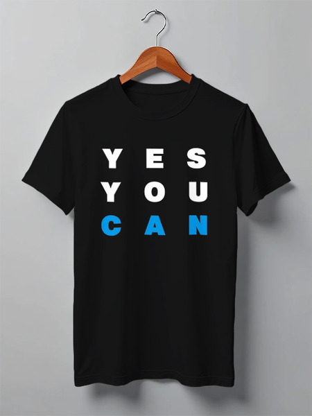 Заказать мужскую футболку в Москве. Футболка классическая YES YOU CAN от Startech.vc  - готовые дизайны и нанесение принтов.
