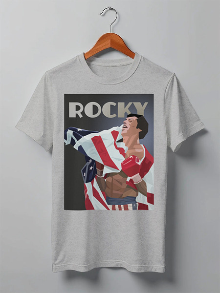 Заказать мужскую футболку в Москве. Футболка классическая Rocky / Рокки от KinoArt - готовые дизайны и нанесение принтов.