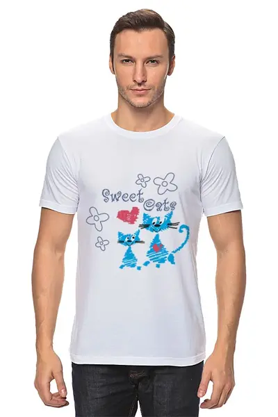Заказать мужскую футболку в Москве. Футболка классическая Sweet cats от valezar - готовые дизайны и нанесение принтов.