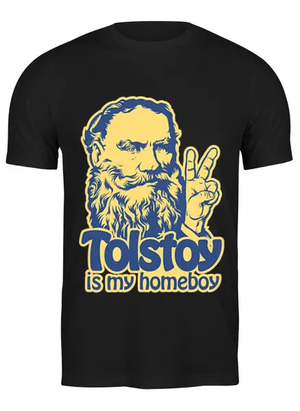 Заказать мужскую футболку в Москве. Футболка классическая Толстой мой кореш! от Sheriff - готовые дизайны и нанесение принтов.