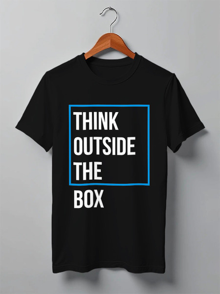 Заказать мужскую футболку в Москве. Футболка классическая Think outside the box от Startech.vc  - готовые дизайны и нанесение принтов.