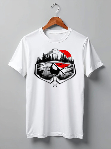 Заказать мужскую футболку в Москве. Футболка классическая Ski Ride от oneredfoxstore@gmail.com - готовые дизайны и нанесение принтов.