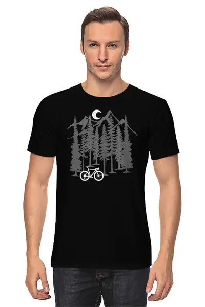 Заказать мужскую футболку в Москве. Футболка классическая Moon and Bike от oneredfoxstore@gmail.com - готовые дизайны и нанесение принтов.