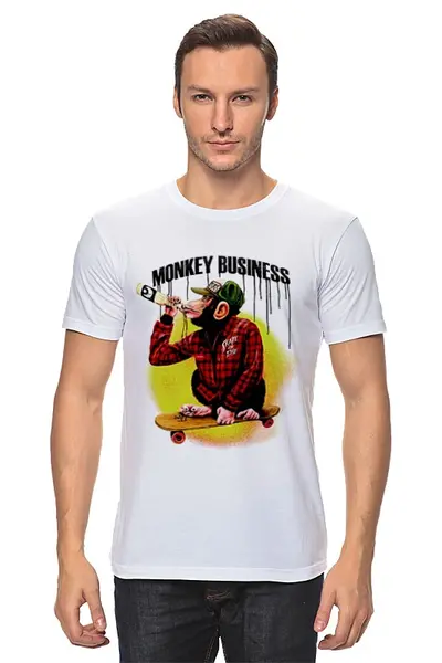Заказать мужскую футболку в Москве. Футболка классическая Monkey (Обезьяна) от Мария Борисенкова - готовые дизайны и нанесение принтов.