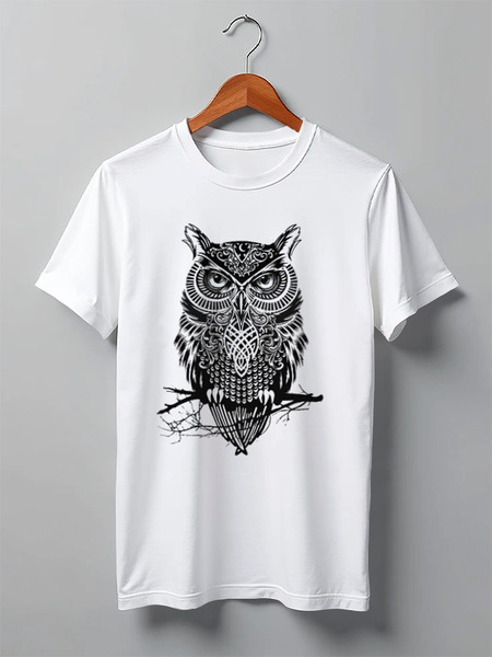 Заказать мужскую футболку в Москве. Футболка классическая Оld owl от dykalison14 - готовые дизайны и нанесение принтов.