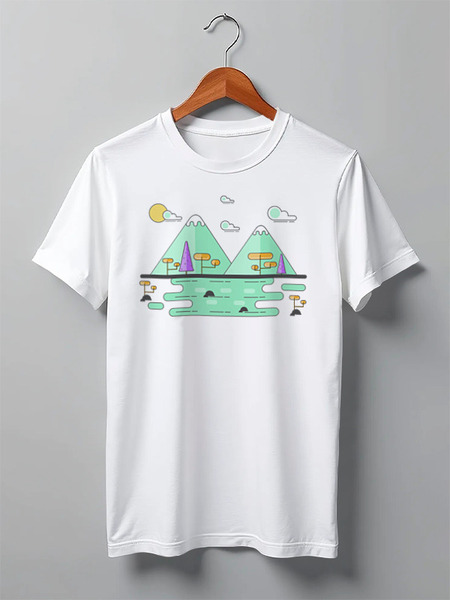 Заказать мужскую футболку в Москве. Футболка классическая Mountains от oneredfoxstore@gmail.com - готовые дизайны и нанесение принтов.