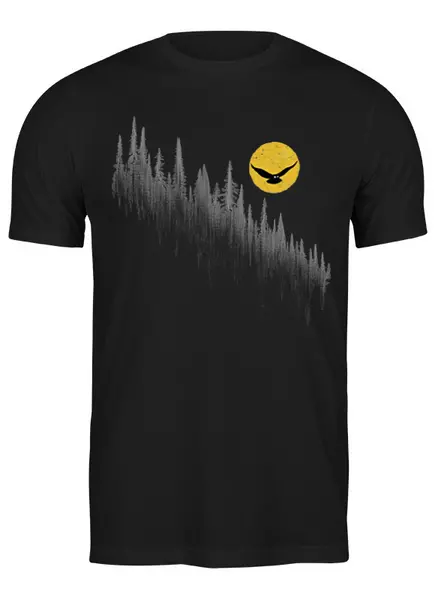 Заказать мужскую футболку в Москве. Футболка классическая Owl Moon от oneredfoxstore@gmail.com - готовые дизайны и нанесение принтов.