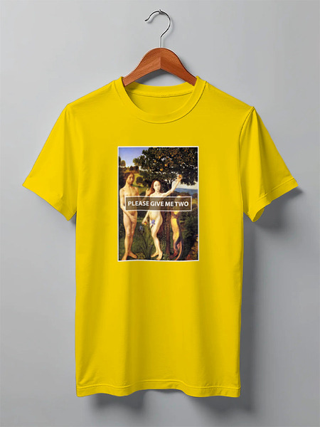 Заказать мужскую футболку в Москве. Футболка классическая Please give me two от Human Design - готовые дизайны и нанесение принтов.