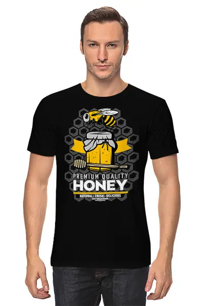 Заказать мужскую футболку в Москве. Футболка классическая HONEY Premium Quality от Юрий Чингаев - готовые дизайны и нанесение принтов.